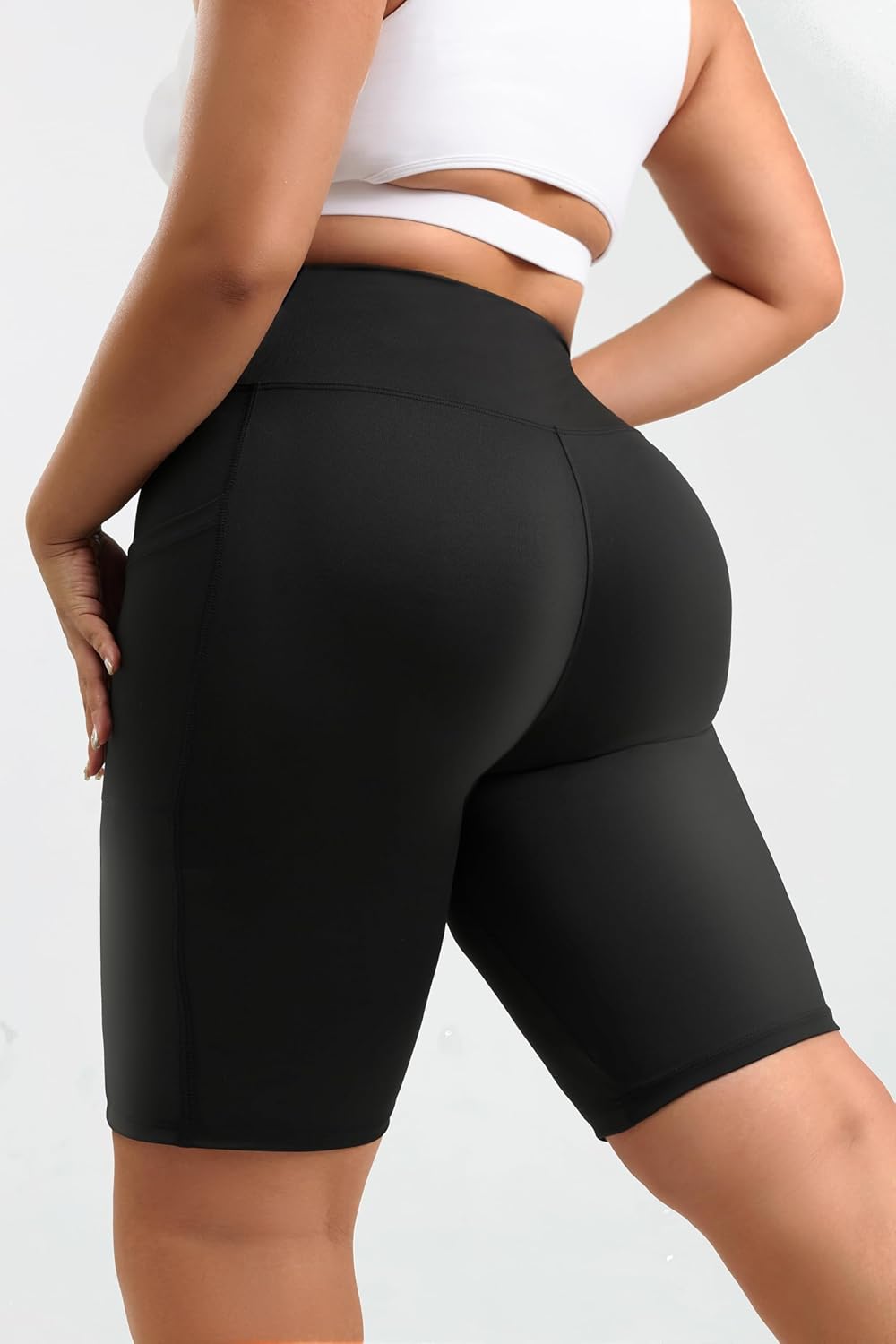 DAGGLOSE Plus Size Women's High-Waist Biker Shorts with Pockets - Tummy Control Yoga Shorts for Women,Leggings Shorts - Image 2