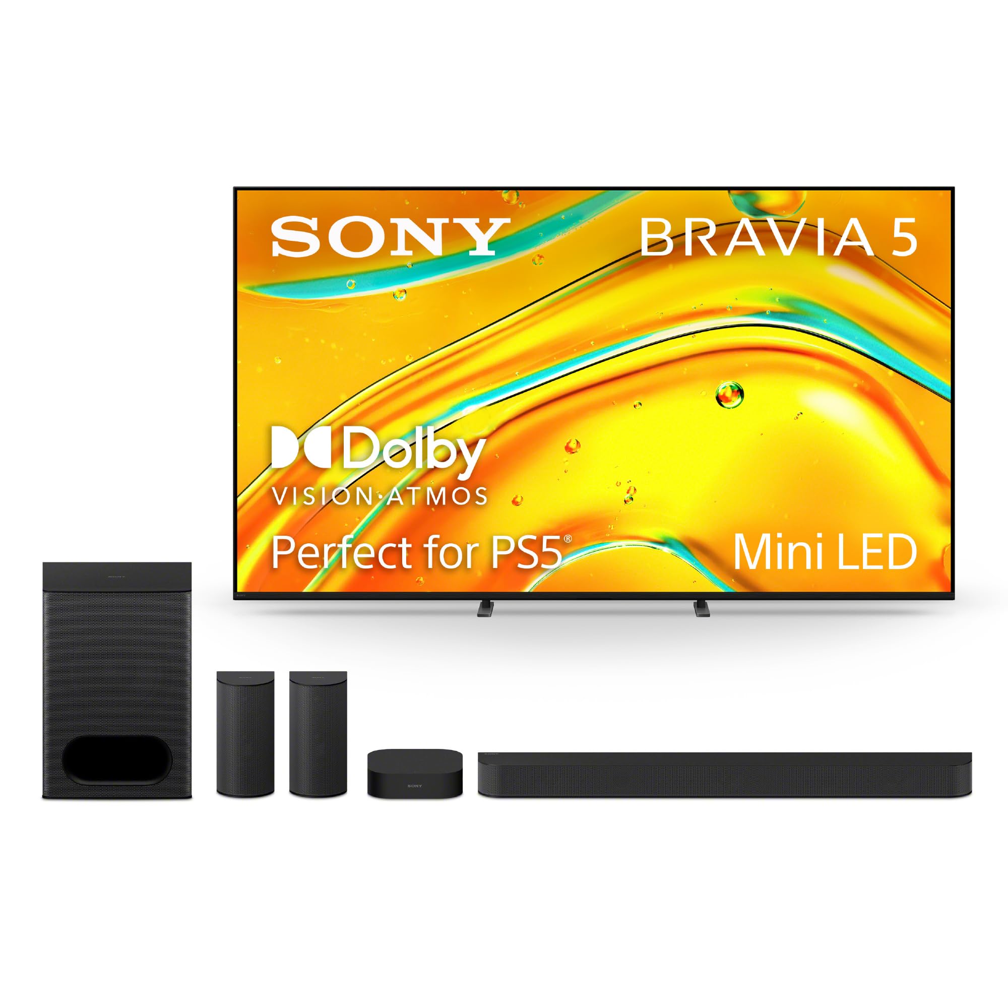 Sony BRAVIA 5 75-Inch 4K Mini LED Smart TV (K-75XR50, 2025) &amp; BRAVIA Theater System 6 5.1ch Home Theater Soundbar with Subwoofer