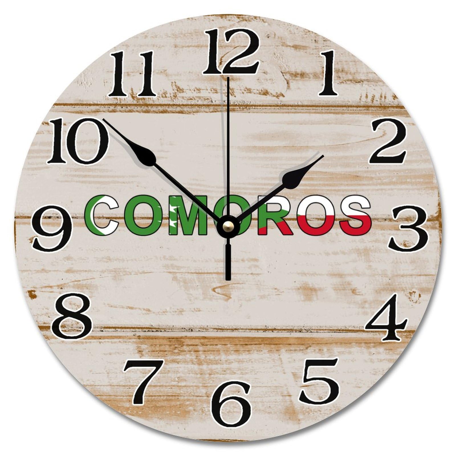 Horloge Comores à piles sans bruit pour grand mur rustique