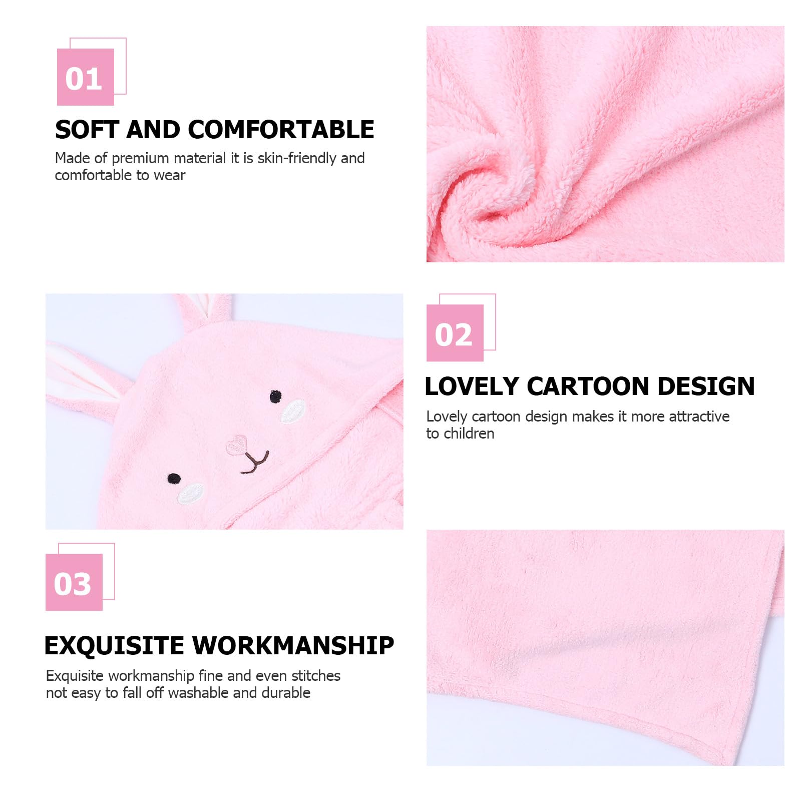 BETOOKY Badetuch mit Kapuze aus Atmungsaktivem Polyester und Chinlon Hautfreundlich mit Niedlichem Cartoon Design für Babys und Kleinkinder nach Baden