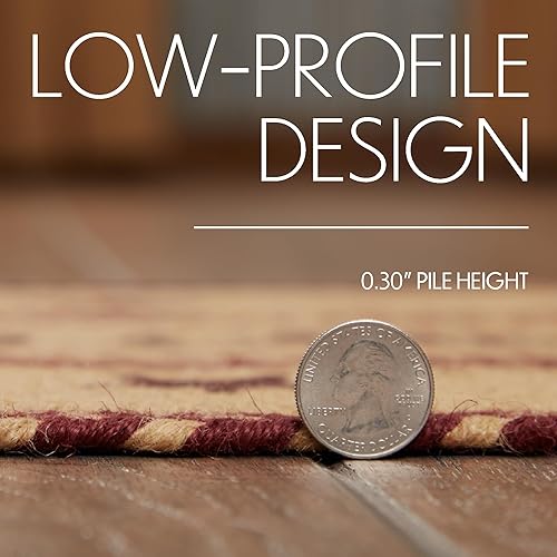 Miniatura 5 de VHC Brands Alfombra ovalada de yute marrón burdeos con almohadilla de 20 x 30 pulgadas