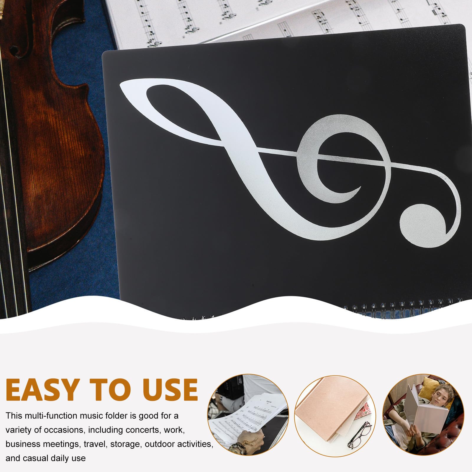 Classeur de Partitions Musicales A4 Réutilisable en Pp 20 Pages, Compact et Solide, pour Bureau et Enseignants