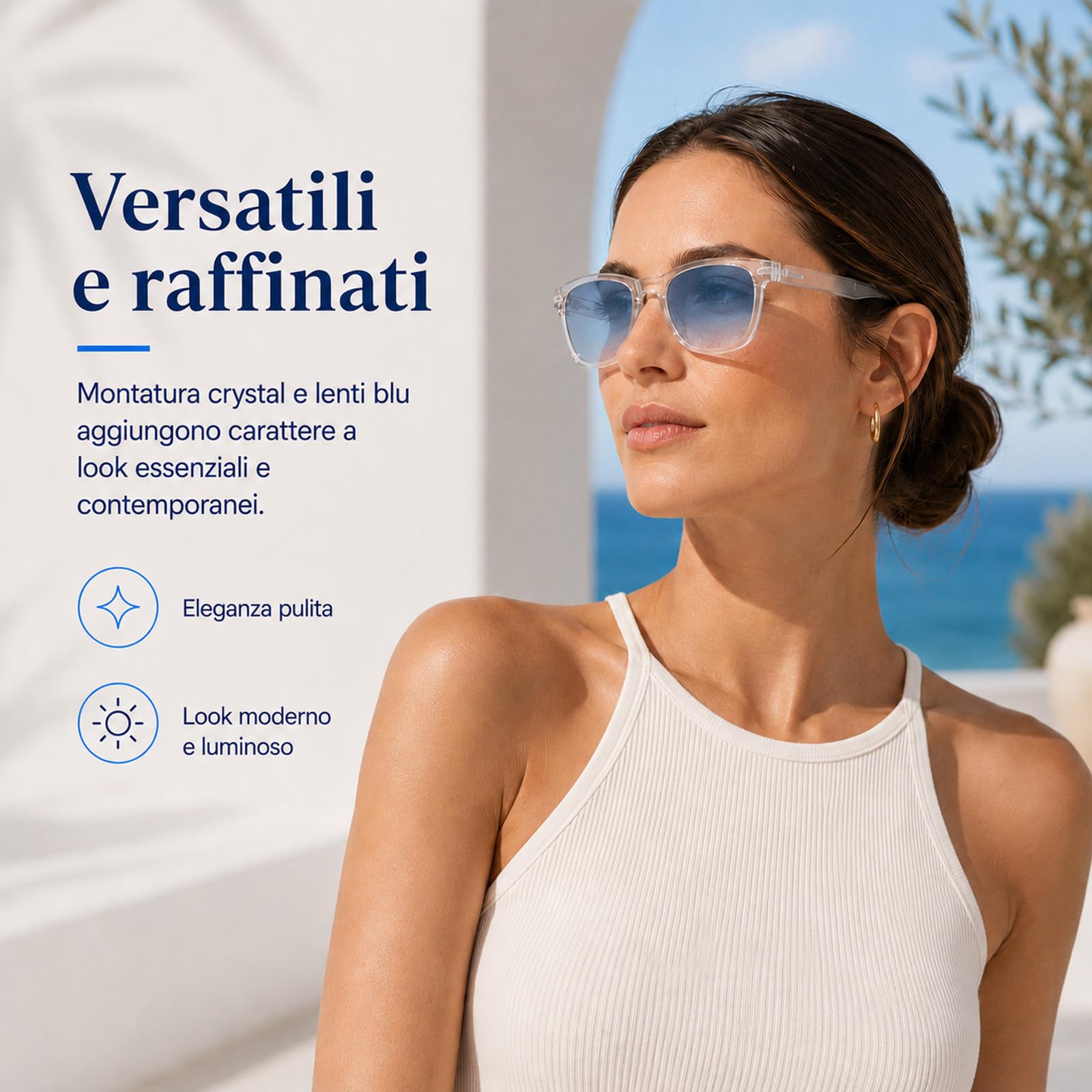 MarcoMoretti Occhiali da Sole UV400 Lenti Blu Unisex