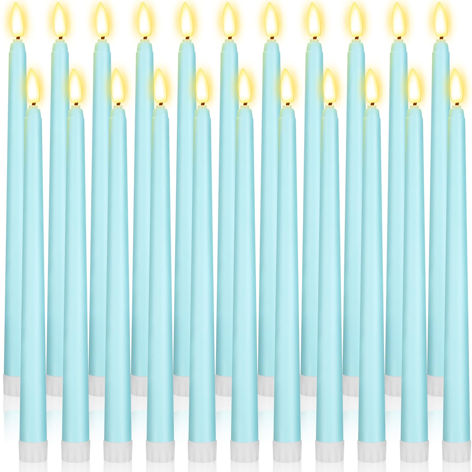 Macarrie 24 Packs Flameless Taper Candles Battery LED 11",Teal