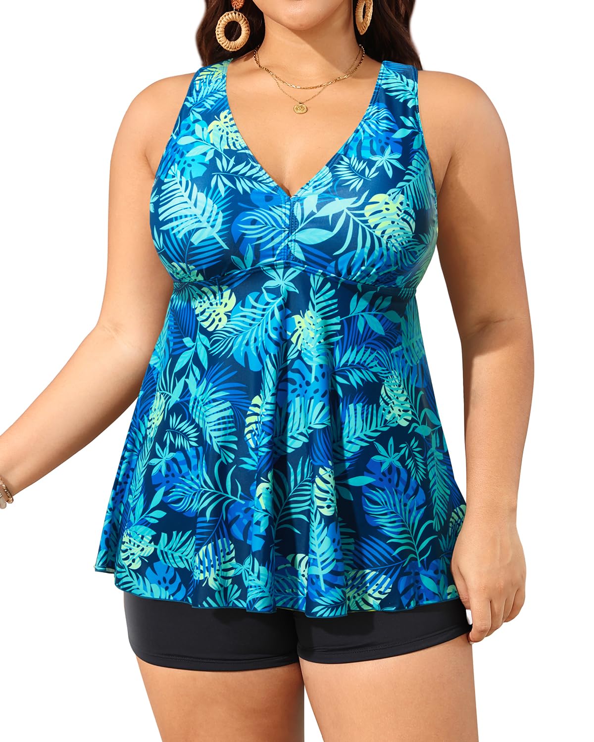 Aqua Eve Plus Size Swimsuits with Shorts Two Piece Tankini for Women Flowy Bathing Suits Athletic Swimwear