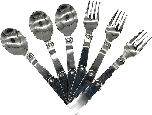 Miniatura 8 de Maydahui Tenedor de cuchara plegable portátil para acampar, 6 unidades, SUS 1810 (304), tenedores de frutas plegables multifuncionales para viajes