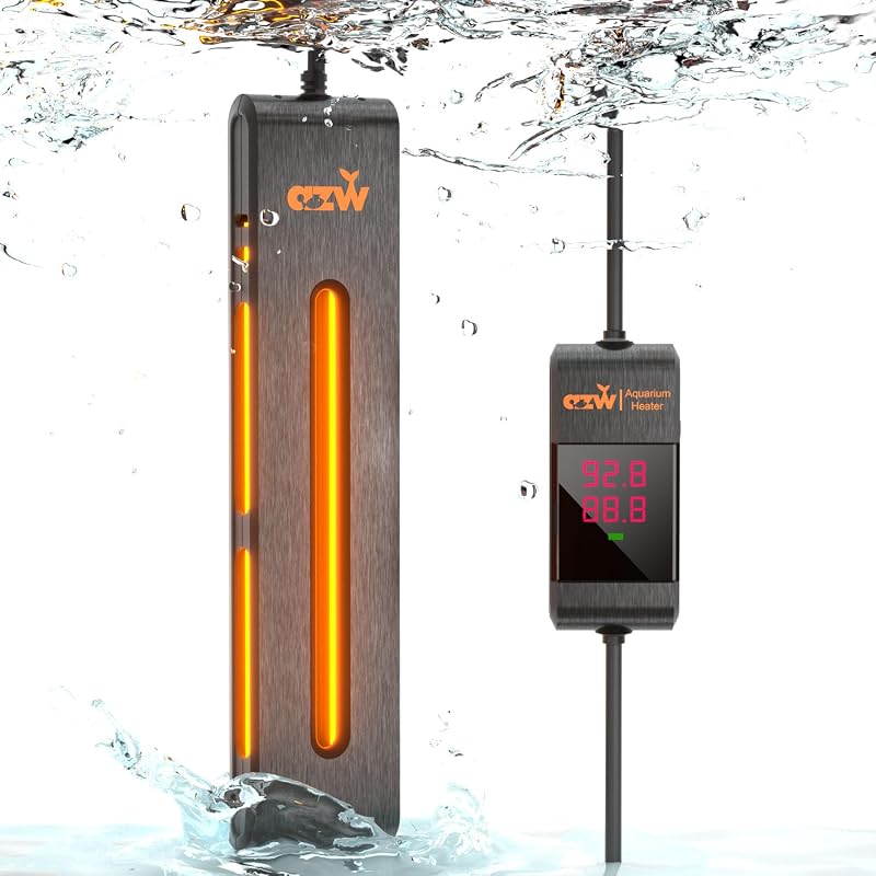 azw 300W Aquarium Heater 40-75Gal Triple Auto Shutoff Safety & Memory Function | Dual Explosion-Proof Heating, Triple Safety Cutoff, LED Precise Control, Memory Function, Multi-purpose Aquarium Heater
