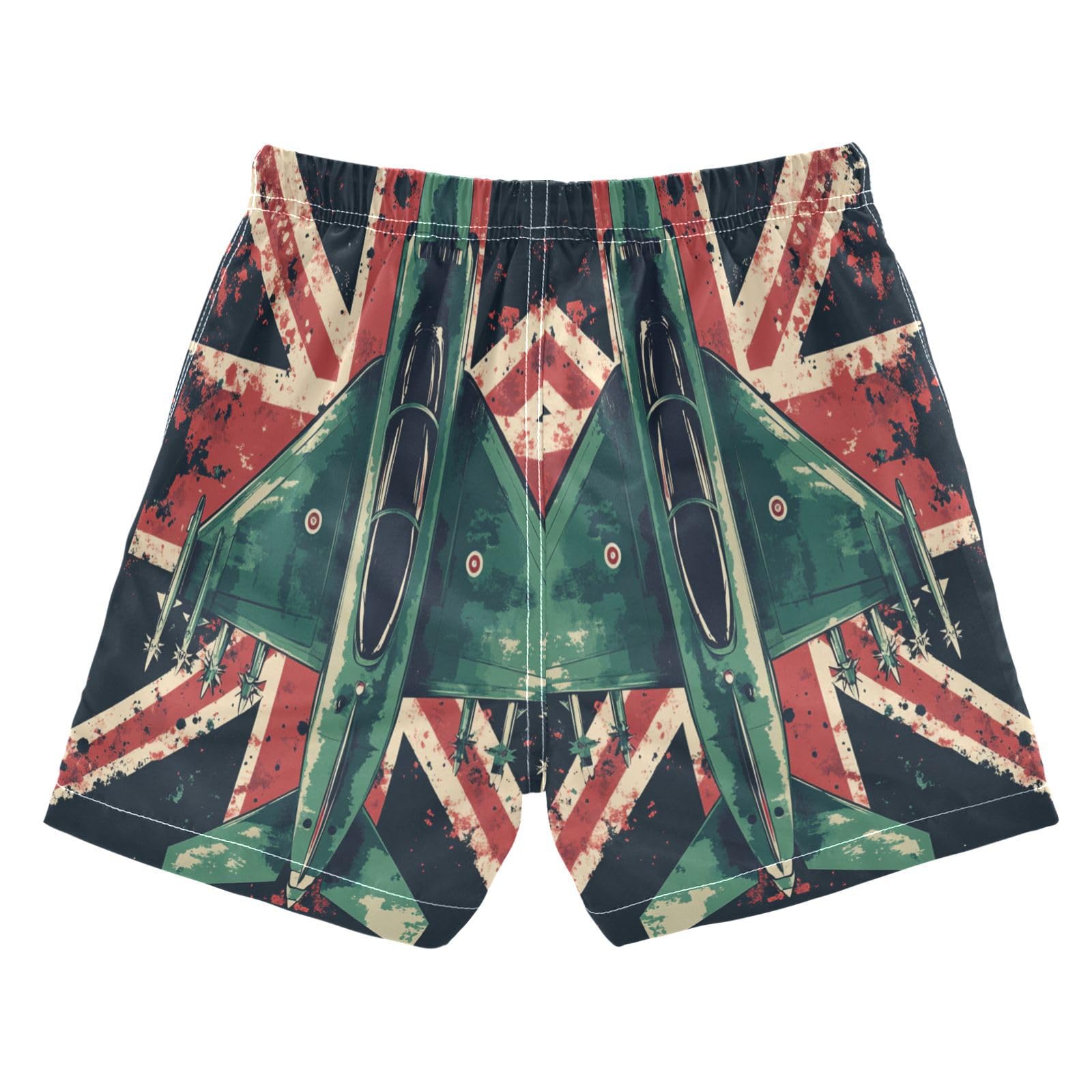 Jucciaco Boys Swim Trunk Quick Dry Beach Board Shorts UK Plane Fighter Retro Swimwear for Kids Multicolor