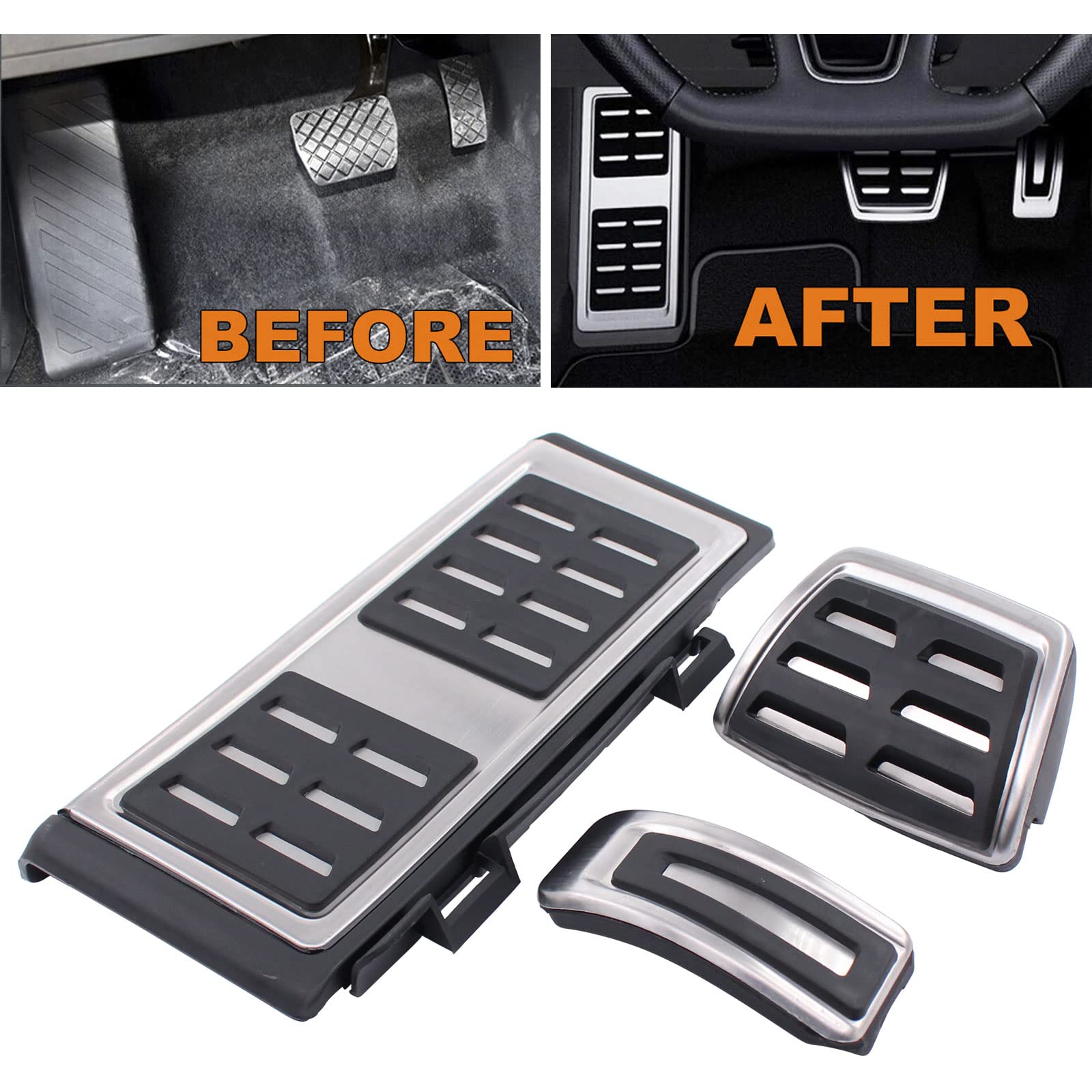 Pedalabdeckung Pedalkappen Pedalsatz Fußpedal Bremspedal Gaspedal Fußstütze Pedale Abdeckung Pedalauflage Automatikgetriebe für Octavia 5E Superb 3V Karoq Kodiaq Leon 5F Ateca Tarraco Formentor