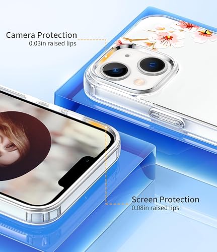 Miniatura 3 de ZQWY Funda floral compatible con iPhone 15, diseño de patrón de flores transparentes, policarbonato duro + funda protectora de TPU suave para