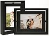 5x7 Double-Sided Rotating Floating Picture Frames 2 Pack, Black, Solid Pine Wood with Real Glass for Horizontal Vertical Standing Display Desk Tabletop Photo Frames