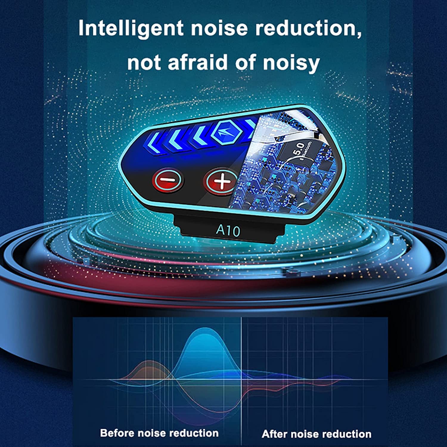 Casque de moto Bluetooth 160 heures de lecture, casque étanche Bluetooth 5.0 avec microphone, haut-parleur, annulation du bruit, HiFi stéréo, musique, auto-réponse, assistant vocal