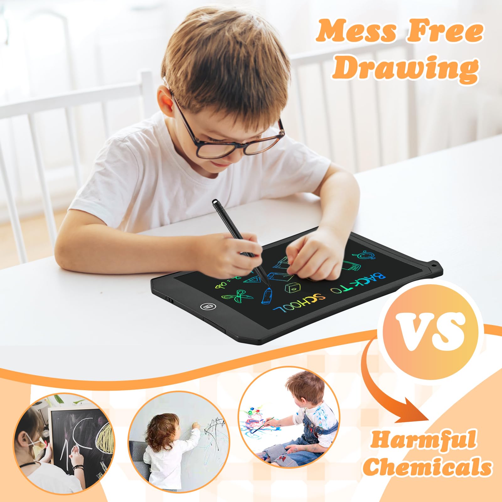 cimetech Tablette Dessin Enfant, 8.5 Pouces Tablette D'écriture LCD, Coloré Ardoise Magique, Jouets Enfant pour 3 4 5 6 Ans, éducatifs Christmas Birthday Gifts - 4