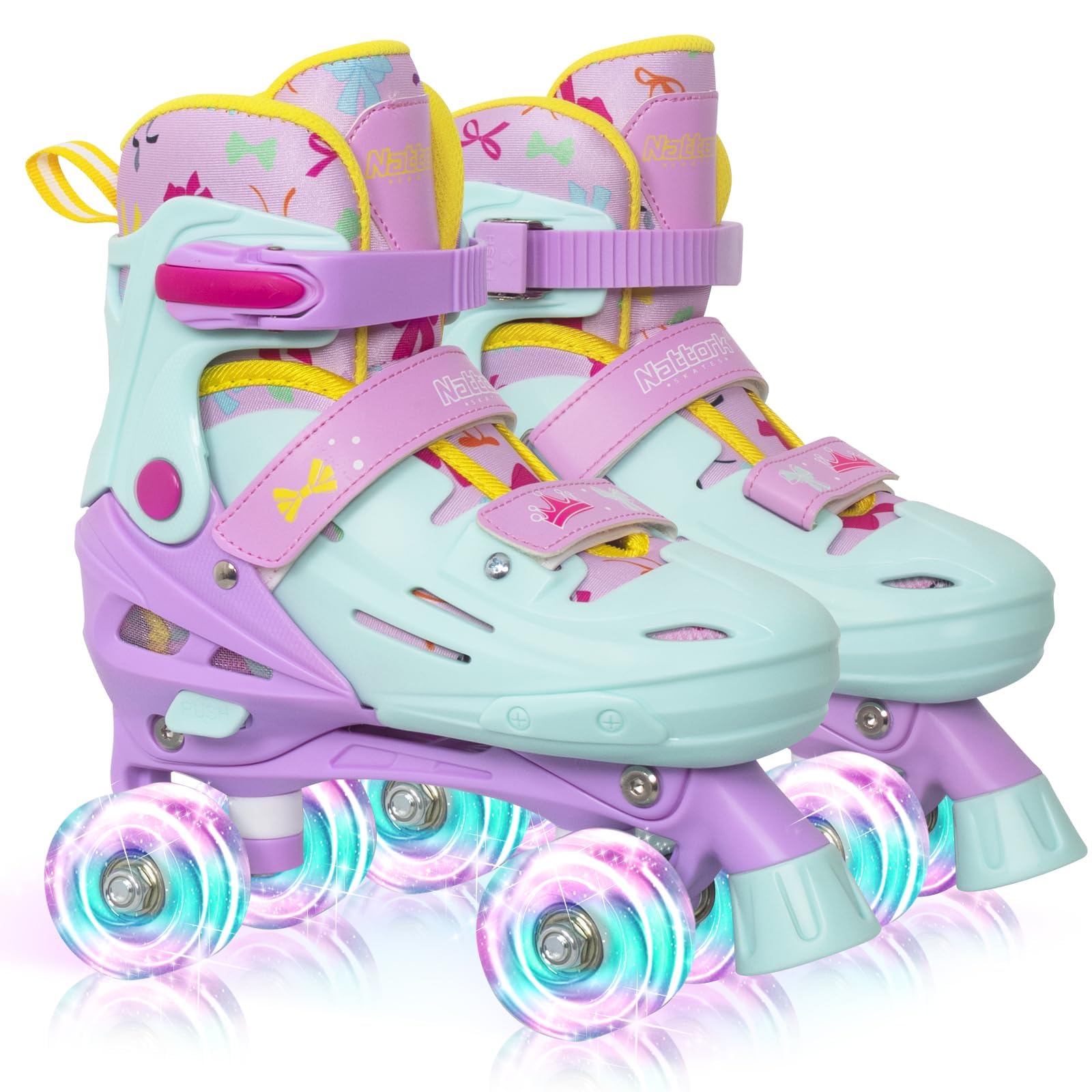Nattork Kids Roller Skates for Girls Boys, 4 Size Adjustable Quad Skates with Light up Wheels - Wonderful Birthday Gift Indoor Outdoor Sports โ image 1