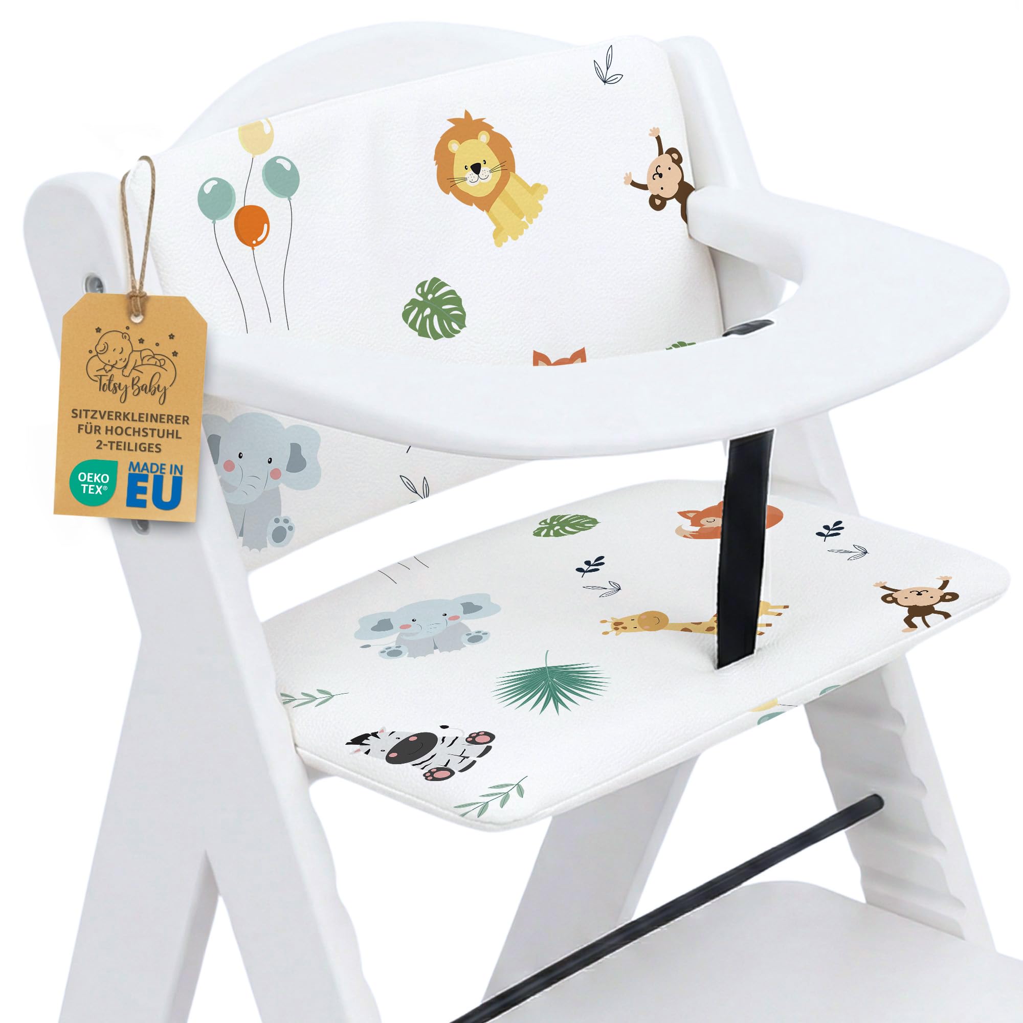 Copri seggiolone pappa universale 2 pezzi - copriseggiolone bambino e bambina per Hauck e Stokke cuscino imbottitura riduttore per sedia con un rivestimento impermeabile stabile Oeko-Tex Safari