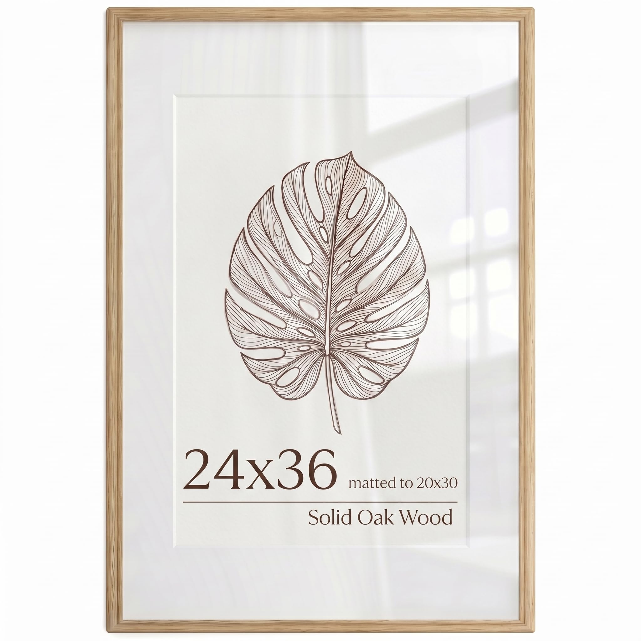 KovaScape Picture Frame, Solid Oak Wood Frame, Double Arc Round Corner Hand Craft Poster Frame, 24x36 Matted to 20x30, 24 by 36 Frame with HD Real Glass,Wall Display,Pack of 1 — image 1
