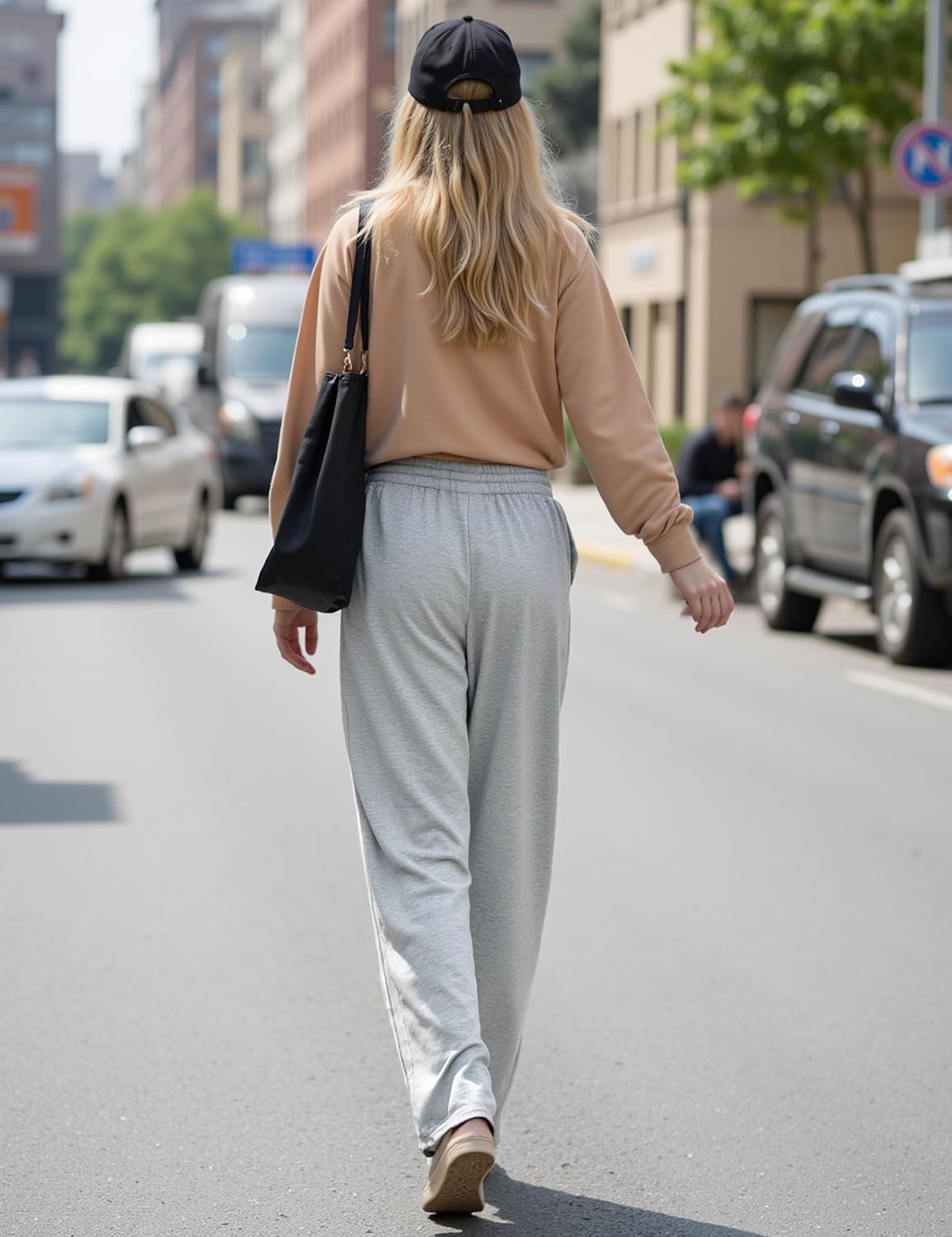 Quenteen Women's Wide Leg Pants Casual High Waisted Baggy Straight Sweatpants Drawstring Athletic Joggers with Pockets - Image 5