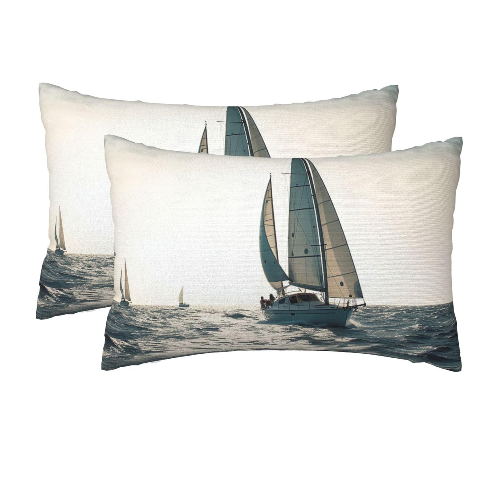 2 Pack Queen Size Pillow Cases for Hair and Skin Soft Breathable Pillow Case Covers with Hidden Zipper Ocean Sailing Pillowcase 20x30 Inches Pillow Cover for Sleeping Gift