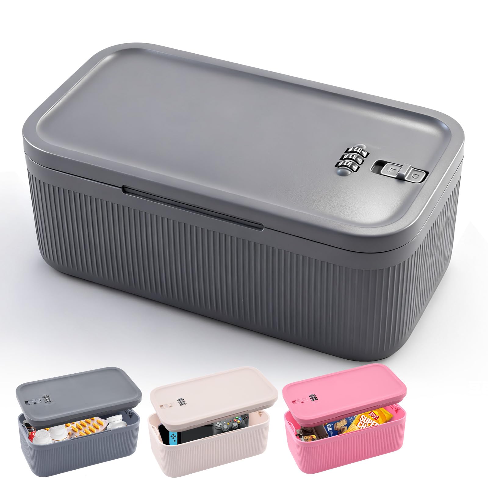 Syzoo Lockable Storage Box-Secure Medication Box (Grey)