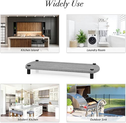 Miniatura 6 de Organizador de fregadero de cocina de secado instantáneo para fregadero de cocina, soporte de pedestal de diatomeas con protección de pies de acero