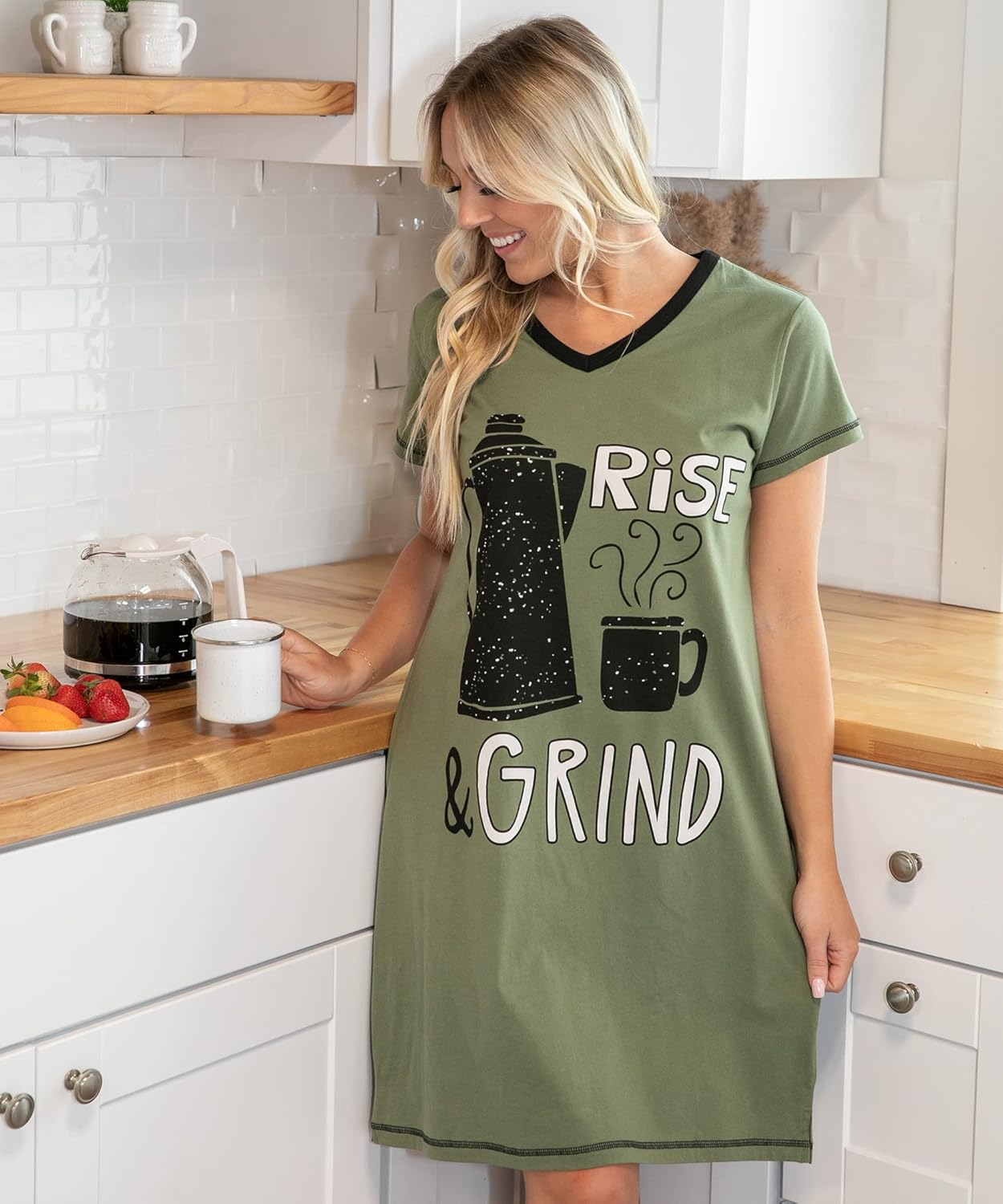 Lazy One Women's Nightgown, Funny V-Neck Sleep Shirt for Women, Novelty Pajama Shirts - Image 4