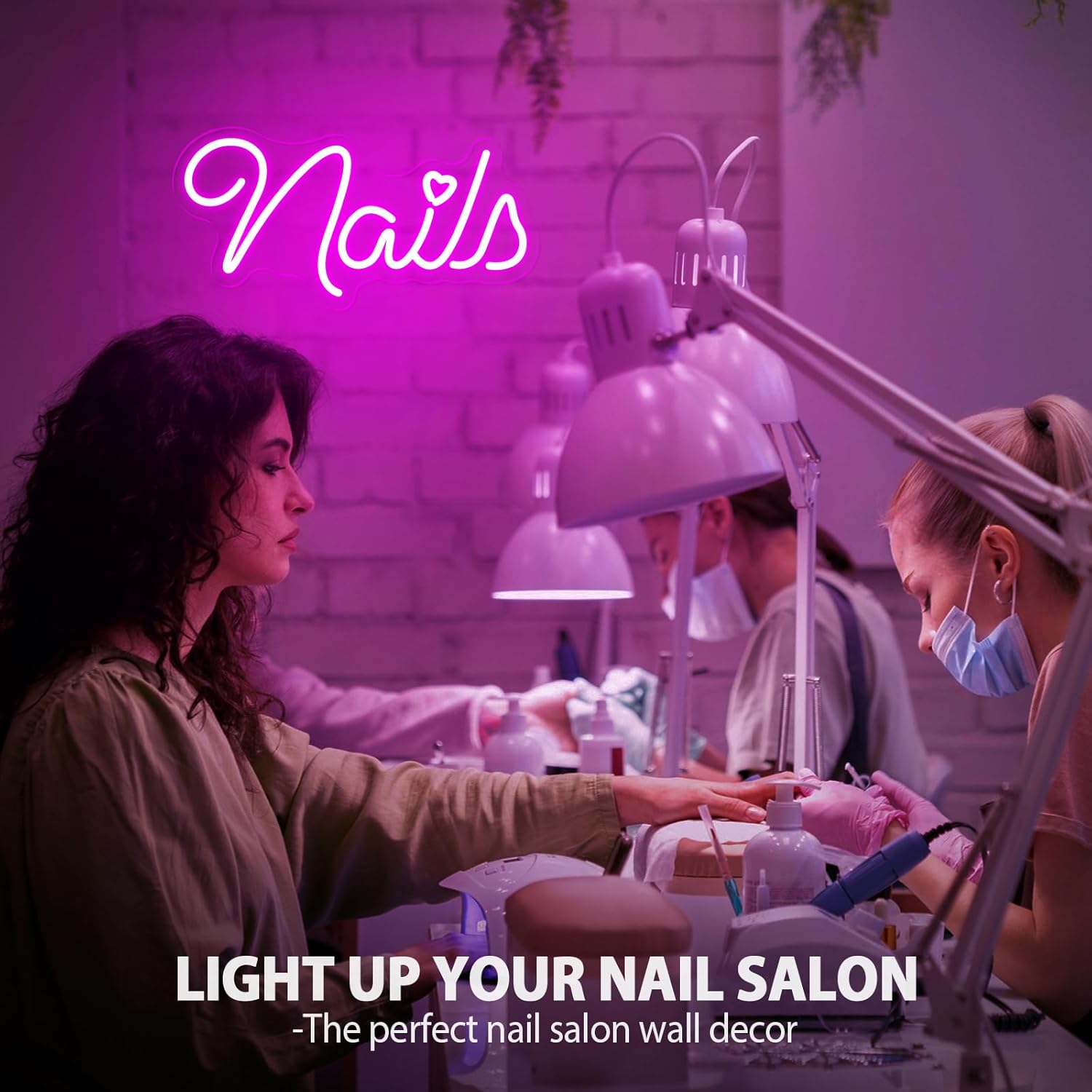 Nails Neon Sign, Nails LED Sign, Nail Salon Decor Open Welcome Signage Business Store Light, Nail Room Decor Beauty Salon Wall Decor Light Aesthetic Room Makeup Nail Studio - Image 5