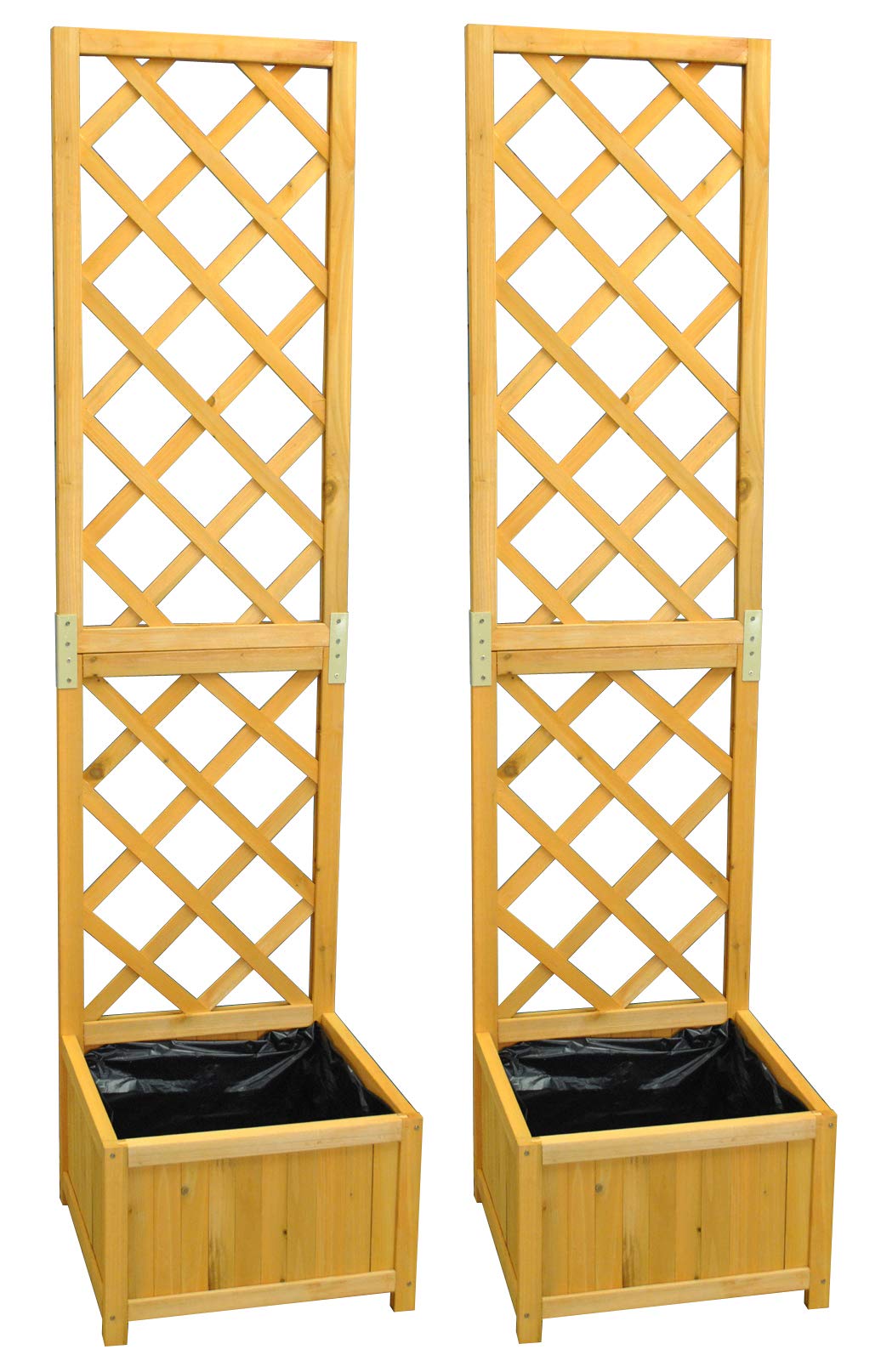 Selections Wooden Trellis Planter with Liner Pack of 2, Outdoor, Brown