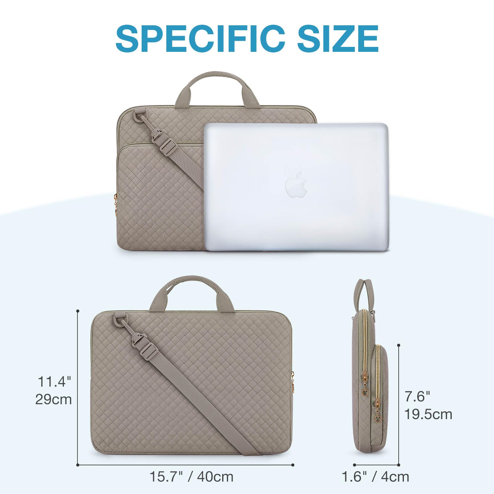 BAGSMART 15.6 inch Laptop Shoulder bag, Laptop Sleeve Compatible with MacBook Pro 16 Inch,15.6 inch HP,Dell,Acer Aspire,Asus Notebook,Laptop Protective Case with Shoulder Strap,Pocket,Handle,Gray