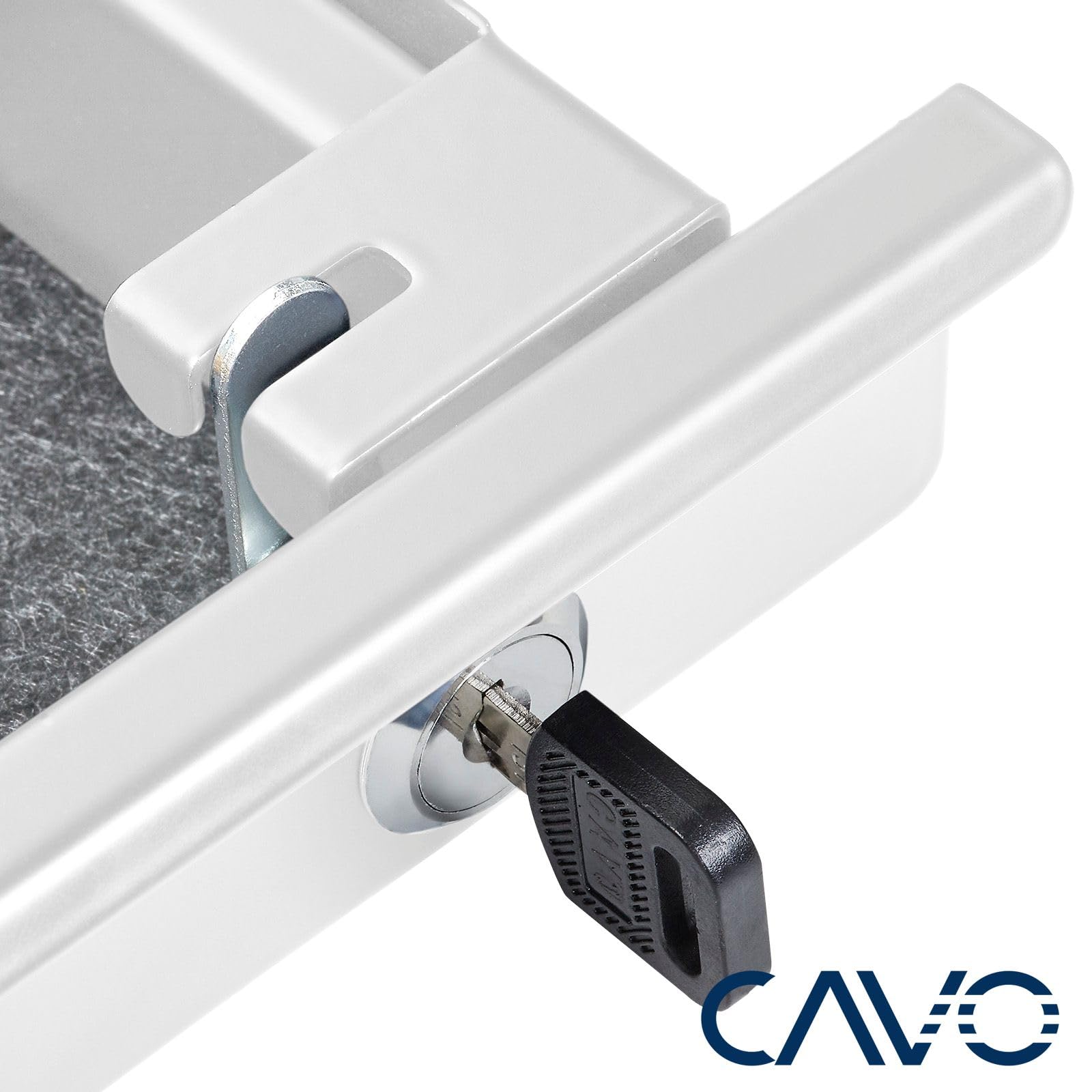 CAVO Cajón portadocumentos con cerradura 500 x 265 x 45 mm blanco con inserto de bambú Cajón para objetos de valor Cajón de escritorio