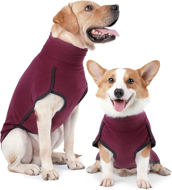 HEYWEAN Dog Sweatshirt Stretch Fleece Vest Warm Dog Sweater Pullover for Small and Medium Dogs Pet Winter Clothes for Indoor and Outdoor Wear (X-Small, Wine Red)