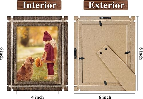 Miniatura 3 de Marcos de fotos de 4 x 6 pulgadas, marco de fotos rústico marrón oscuro, marco de fotos de madera para montaje en pared y mesa, decoración de granja