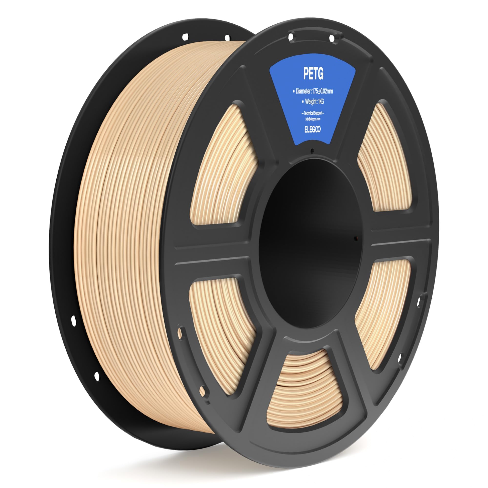 ELEGOO PETG Filament 1.75mm Beige 1KG, 3D Printer Filament Dimensional Accuracy +/- 0.02 mm, 1kg Spool(2.2lbs) Fits for Most FDM 3D Printers