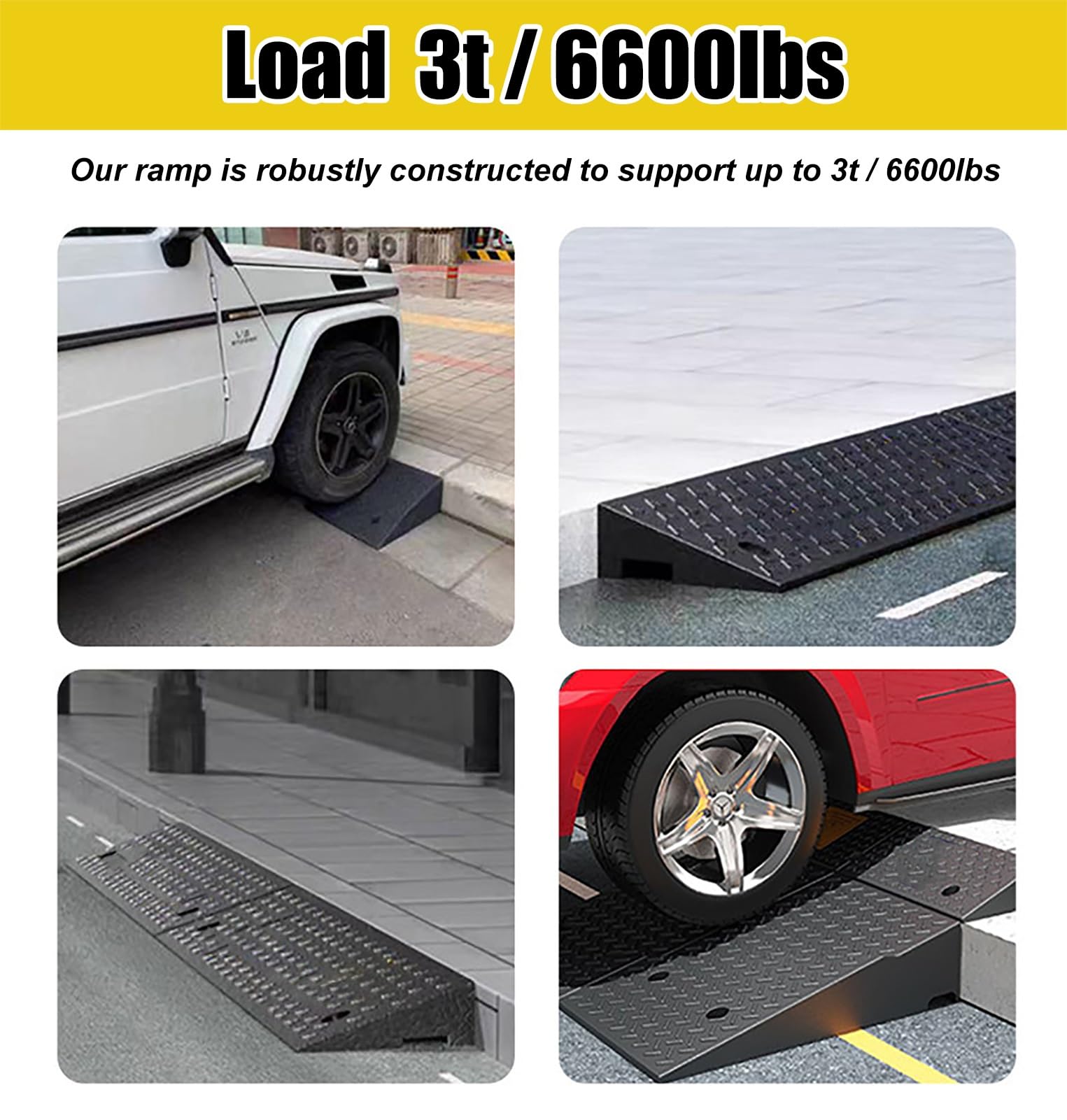 Rampas para Silla de Ruedas Coches Motos Rampa de Umbral de Goma para Exteriores, Rampas Antideslizantes para Entradas de Vehículos, Rampa de Acceso para Sillas de Ruedas(7cm/2.8in)