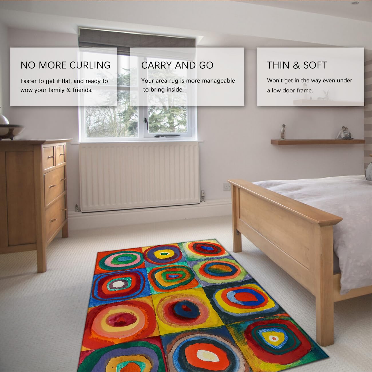 Tappeto da nursery 60x180cm Tappeti astratti colorati acquerello con cerchi concentrici tappetino lavabile morbido antiscivolo a pelo basso per il soggiorno