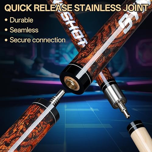 Miniatura 4 de 2 en 1 Heavy Break Jump Cue 3 piezas Break Cue Pool Stick 58 Pulgadas 19  22oz 23  25oz 0.551 in Pro Tips Fas-Grade Maple Wood Jump&Break Palos de