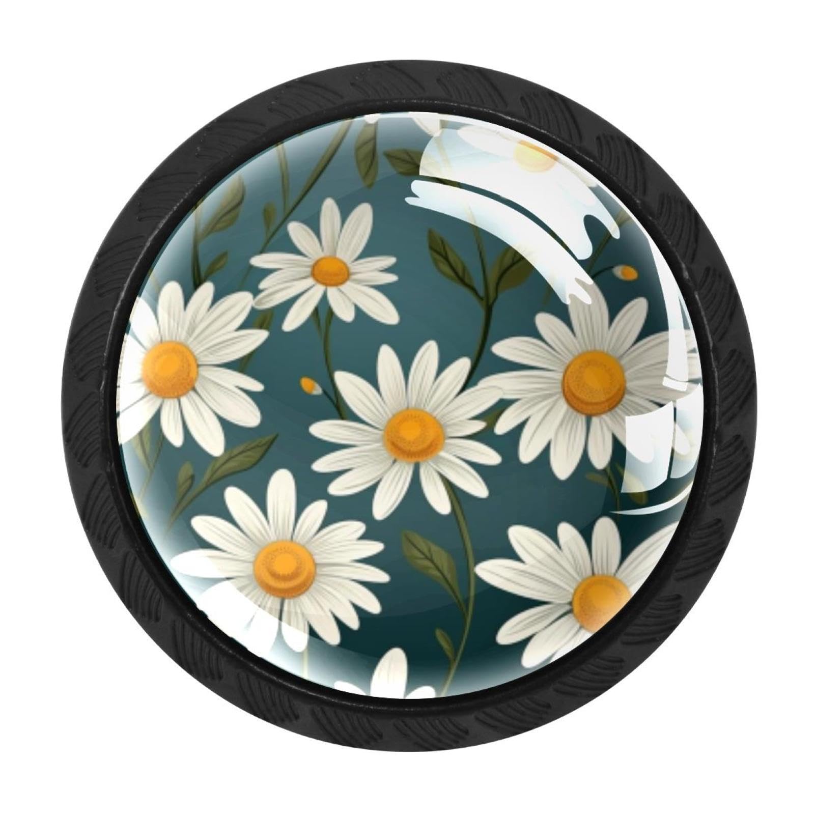 Chenzzzz Multicolored 09 4 Pack Daisy Kitchen Cabinet Knobs Drawer Knobs Dresser Knobs Matte Black Zinc Knobs Drawer Pulls Door Knobs Dresser Drawer Handles Knobs For Dresser Drawers
