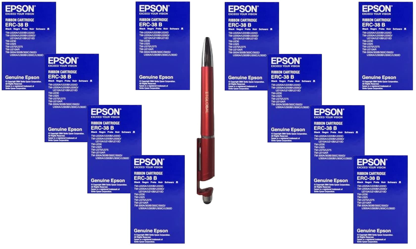 Epson ERC-38B Black (Set of 10) with ITGLOBAL 3in1 Multi-Function Mobile Phone Stand, Stylus Pen, Anti-Metal Texture Rotating Ballpoint Pen (Very Colors) ERC 38 B 38b-image-25