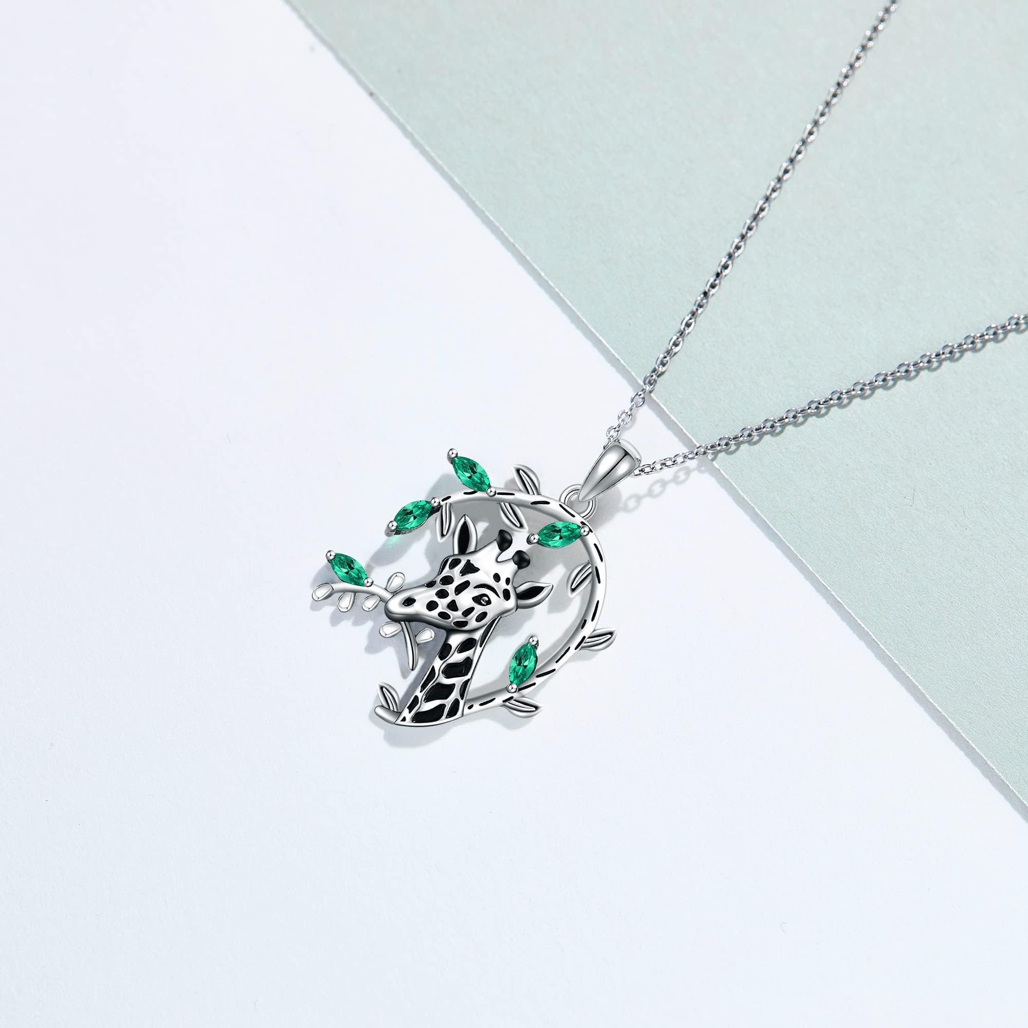 Collier en argent sterling avec pendentif cheval/girafe/singe/chien/coccinelle/loup/panda/vache en argent sterling