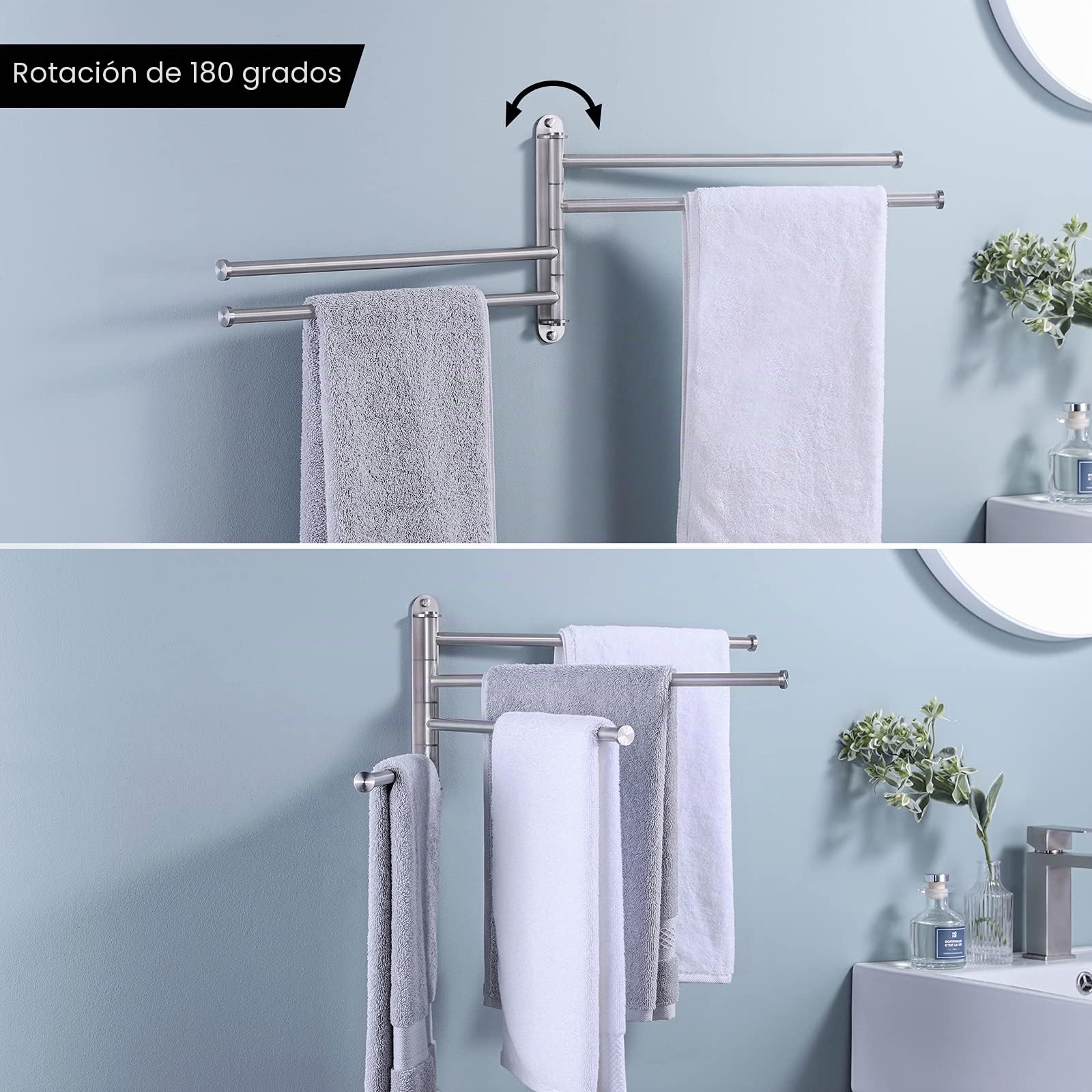 KES Toallero Giratorio 4 Barras Toalleros de Baño Acero Inoxidable SUS304 Toallero Pared 40CM Cepillado, A2103S4L40-2