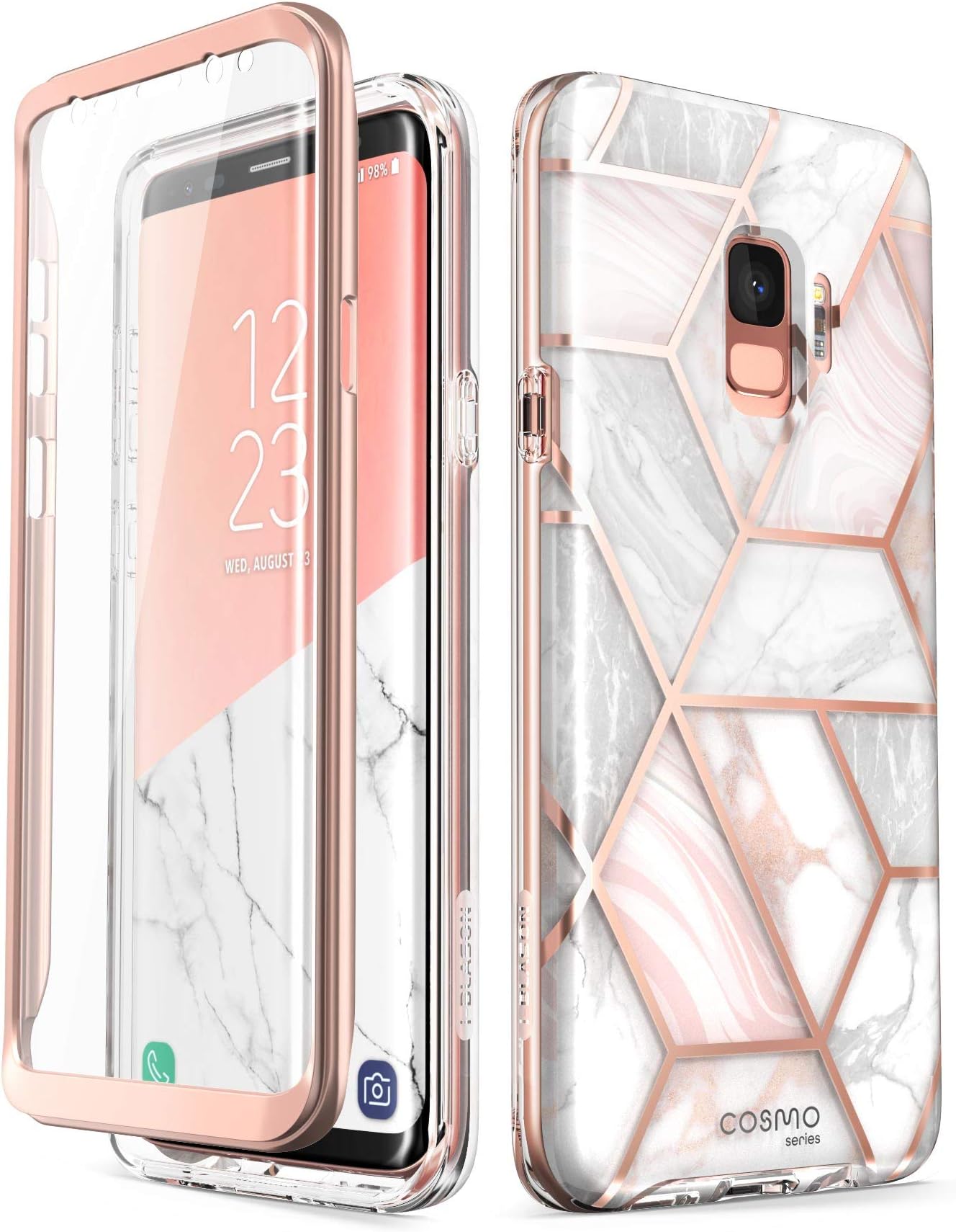 Samsung Galaxy S9 Hülle Mit Displayschutz i-Blason Hülle Kompatibel für Samsung Galaxy S9 Glitzer 360 Grad