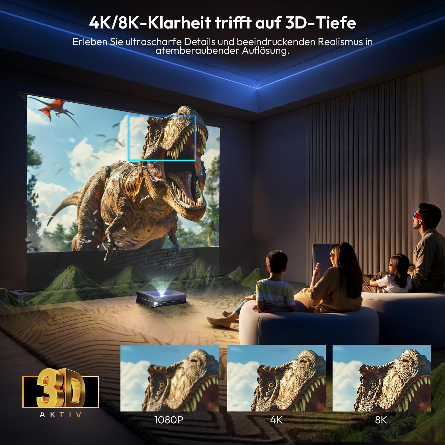 Beamer Leinwand 100 Zoll ALR für Ultrakurzdistanz Projektor, Fixed Frame 16:9 Wandmontage, PET Crystal Material, 4K/8K Laser TV, 85% Umgebungslicht abweisend, Heimkino, Classic Series