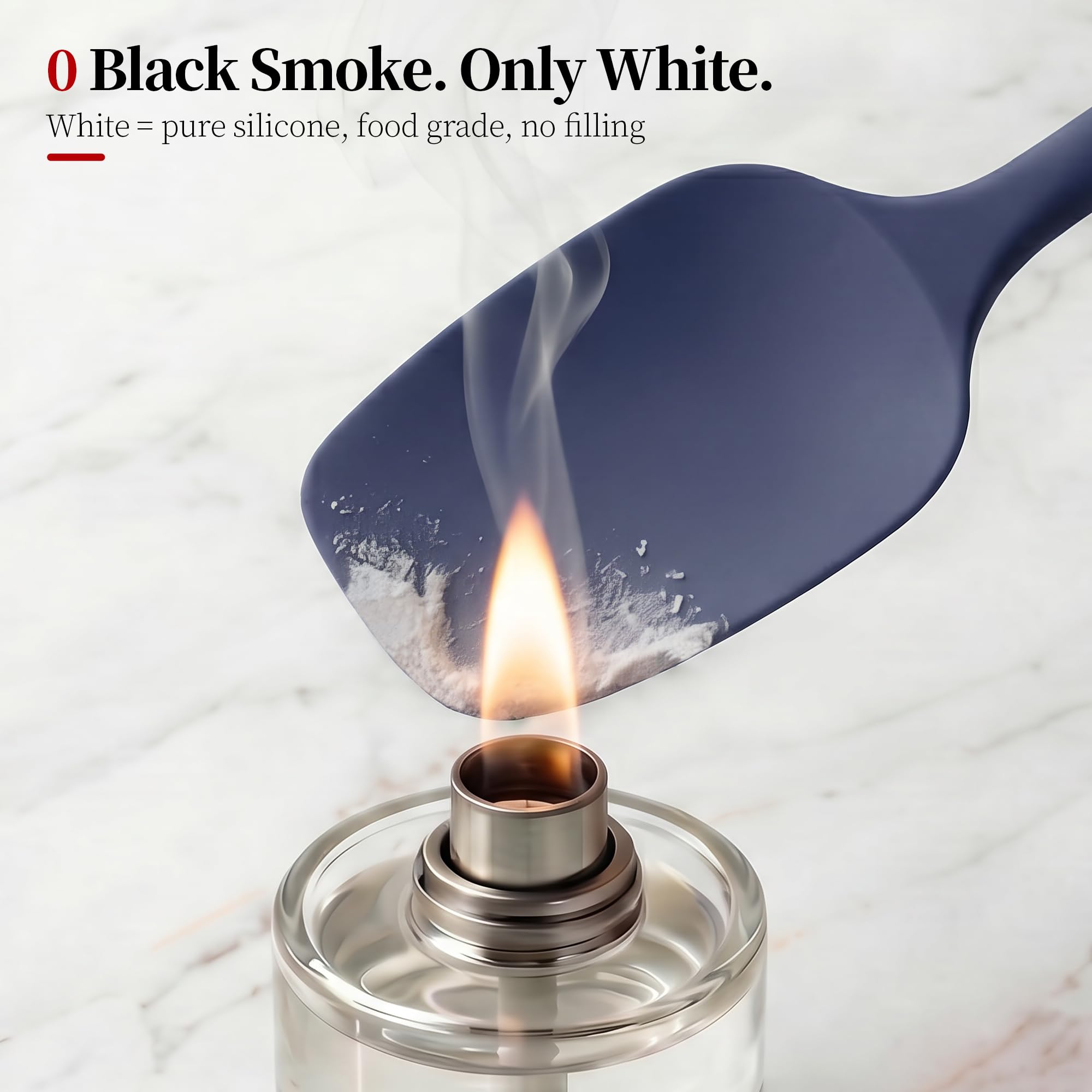 315°C Resistente al Calor 2 Lengua Silicona Cocina, Azul Abismo | Sin Bpa Platino Grado Alimenticio Espatulas Profesional, Flexible Lengua de Gato Para Cocinar Pastelera Reposteria Hornear