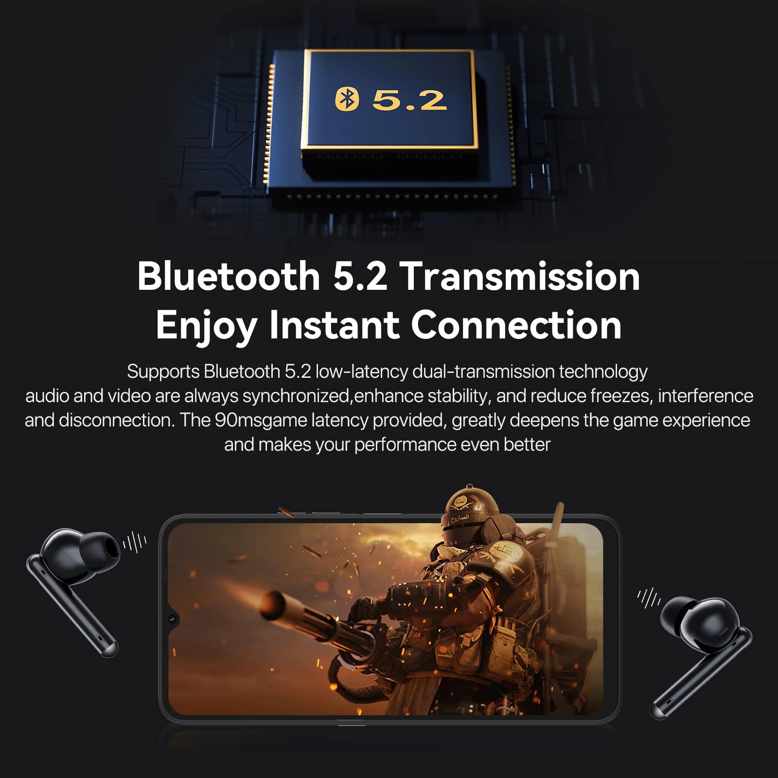 UMIDIGI Ecouteurs Bluetooth sans Fil, Casques et écouteurs Bluetooth, 45 DB à Suppression de Bruit ANC avec, résistance à la IP55 Transpiration et l’Eau, 27 Heures d'autonomie