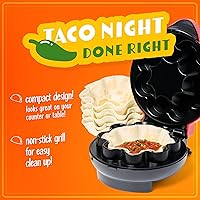 Vista 4 de Nostalgia Taco Tuesday - Máquina para cazuelas de tortilla para tacos al horno, tostadas, ensaladas, salsas, aperitivos y postres, para tortillas
