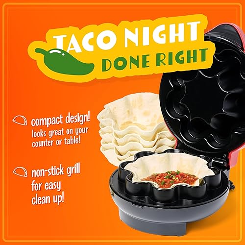 Miniatura 4 de Nostalgia Taco Tuesday - Máquina para cazuelas de tortilla para tacos al horno, tostadas, ensaladas, salsas, aperitivos y postres, para tortillas