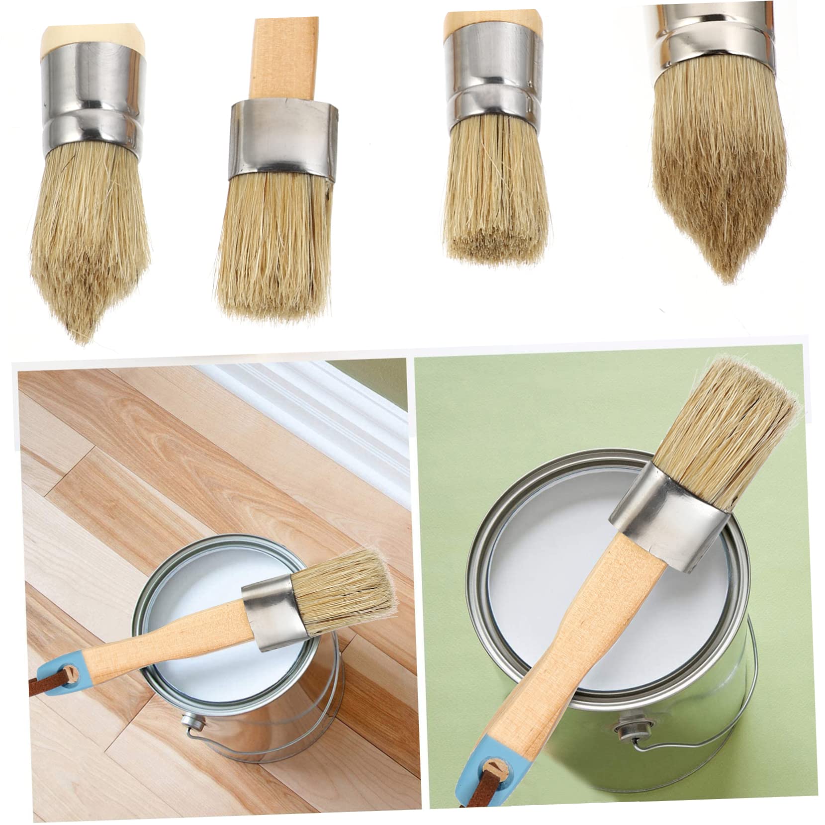 PLAFOPE 4pezzi Pennelli Setole Cinghiale Da Manico in Legno Pennello Per Decorazioni Domestiche Strumento Pittura Per Artista Pittura Olio