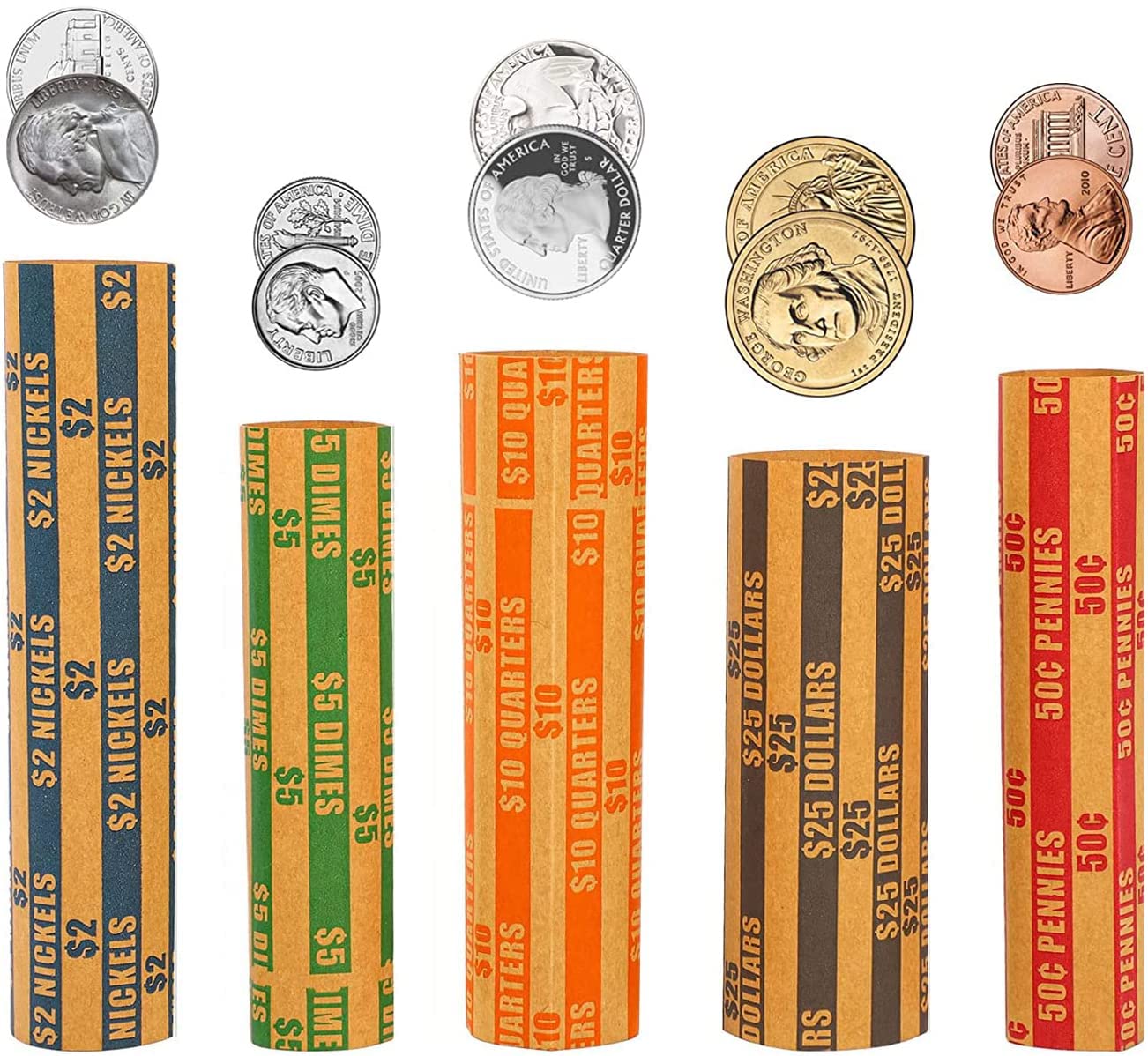 Lot De 4 Tubes Trieur De Pièces + 100 Rouleaux Papier - Compteur à Monnaie Pratique Pour Commerce Ou Maison - 5