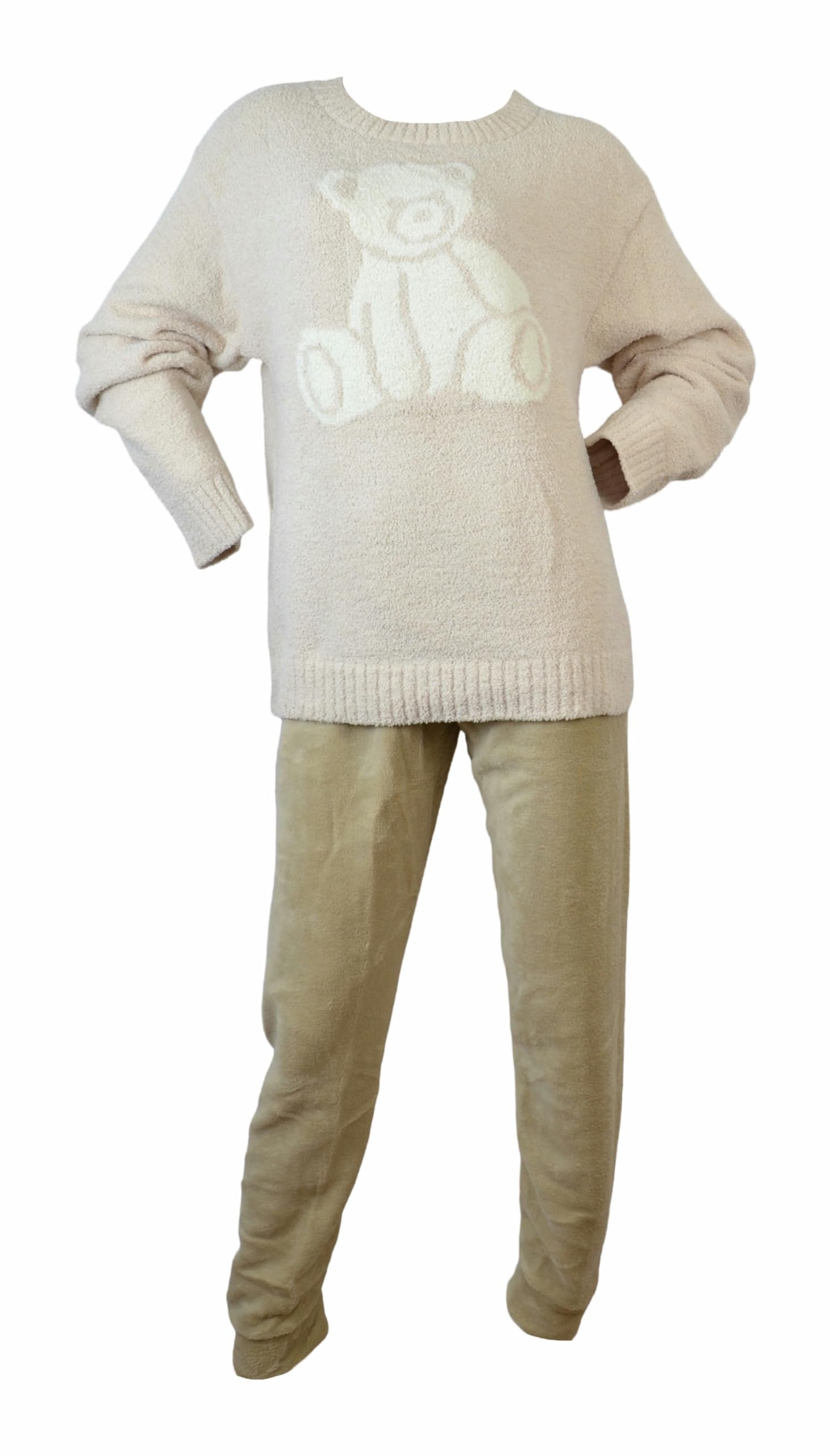 Pyjama femme polaire effet corail – Pyjama d'hiver molletonné doux