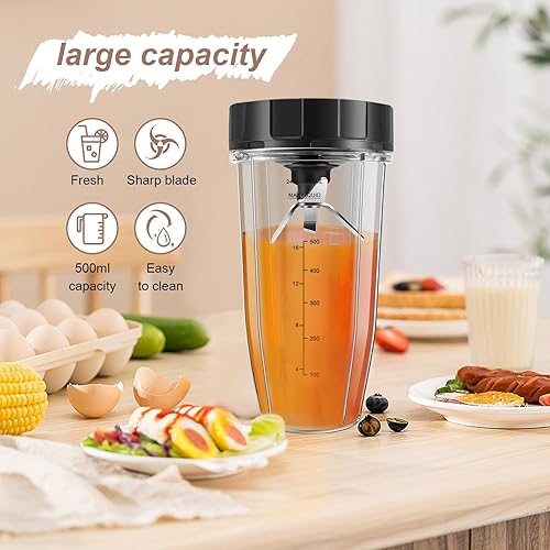 Miniatura 7 de TAMOSH Piezas de repuesto de licuadora para Ninja, 24 oz taza 7 aletas extractor cuchilla, para auto IQ BN801 SS101 BL480-30 BL641
