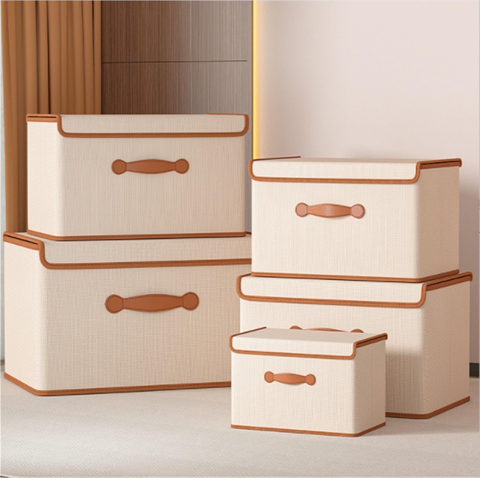 Bolsas Almacenaje Ropa Caja De Almacenamiento Plegable For Guardarropa con Tapa, Caja De Almacenamiento De Ropa con Asa Organizador Armario para Edredones(56cm)